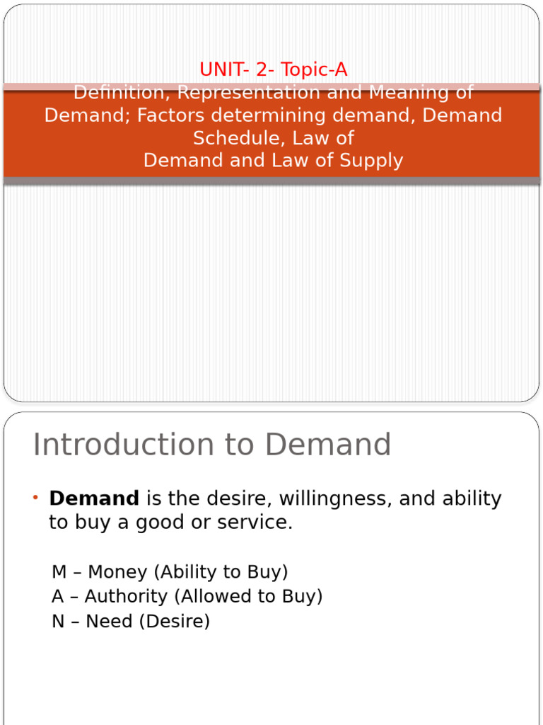 UNIT - B - Topic1 - Demand | PDF | Supply (Economics) | Demand