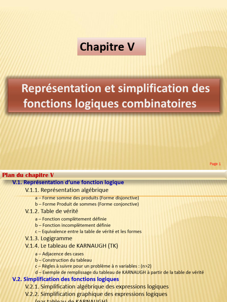 Représentation et simplification logiques | PDF | Logique mathématique ...