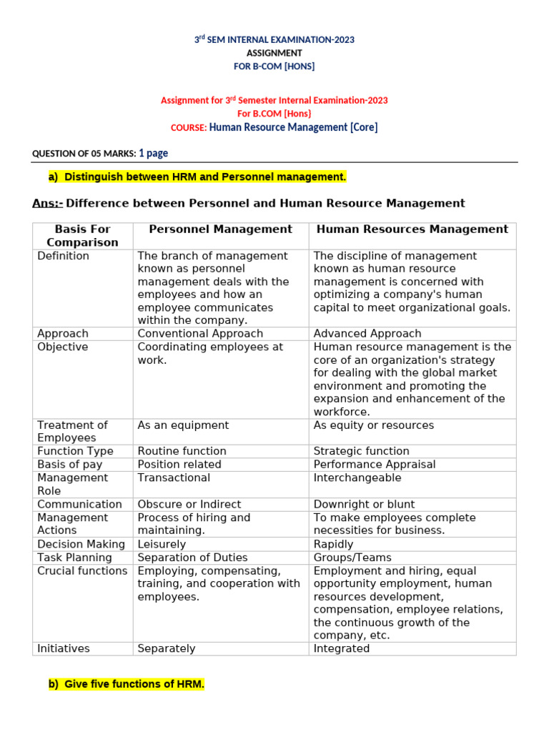 HRM Assignment 2023 | PDF | Human Resource Management | Recruitment