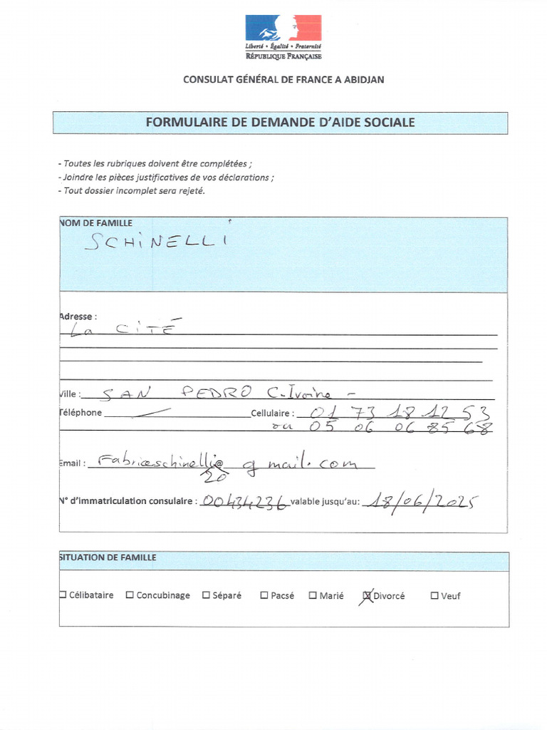 Formulaire De Demande D Aide Sociale PDF