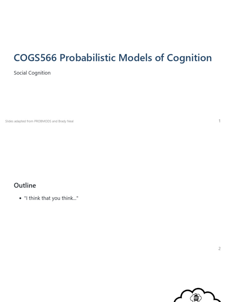COGS566 6 Social Cognition SM | PDF | Learning | Statistical Inference