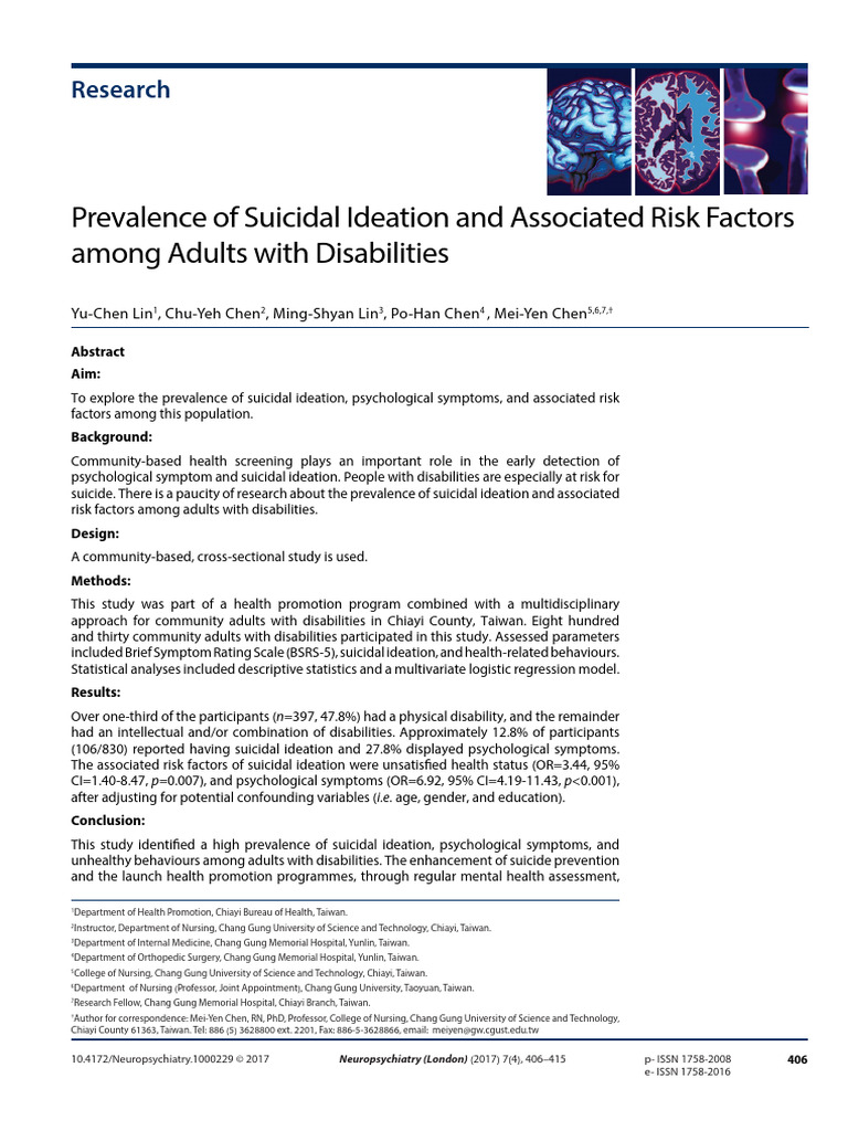 Prevalence of Suicidal Ideation and Associated Risk Factors Among ...