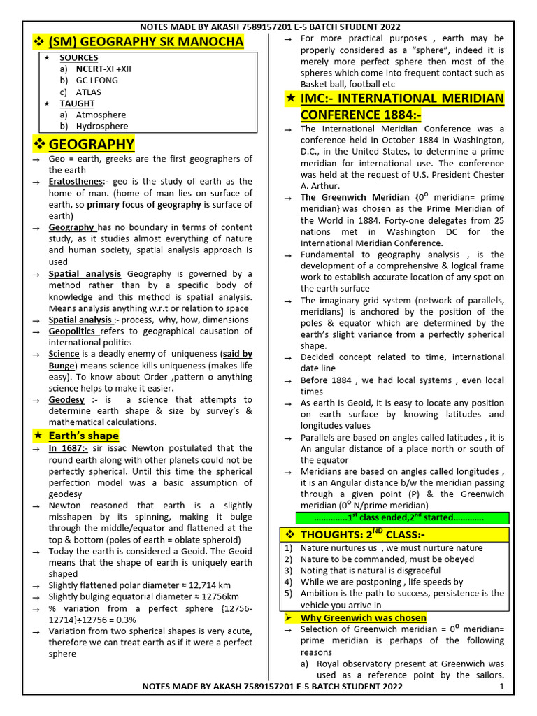 Geography Notes by Akash: Key Concepts | PDF | Equator | Cyclone