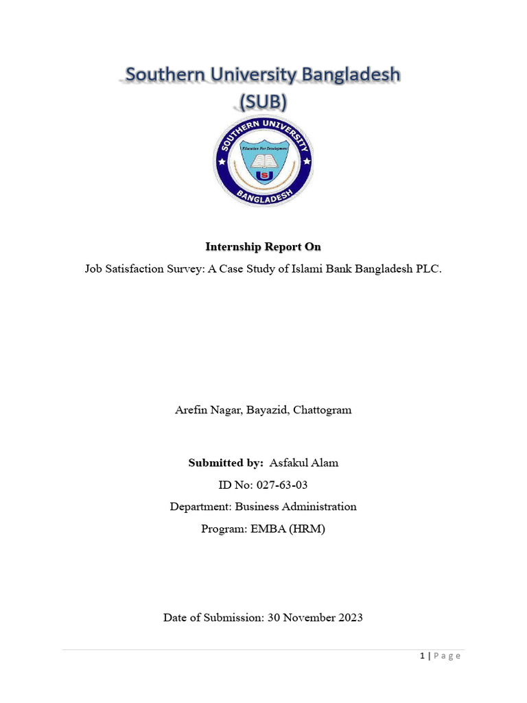 Final Report - Job Satisfaction Overview | PDF | Job Satisfaction ...