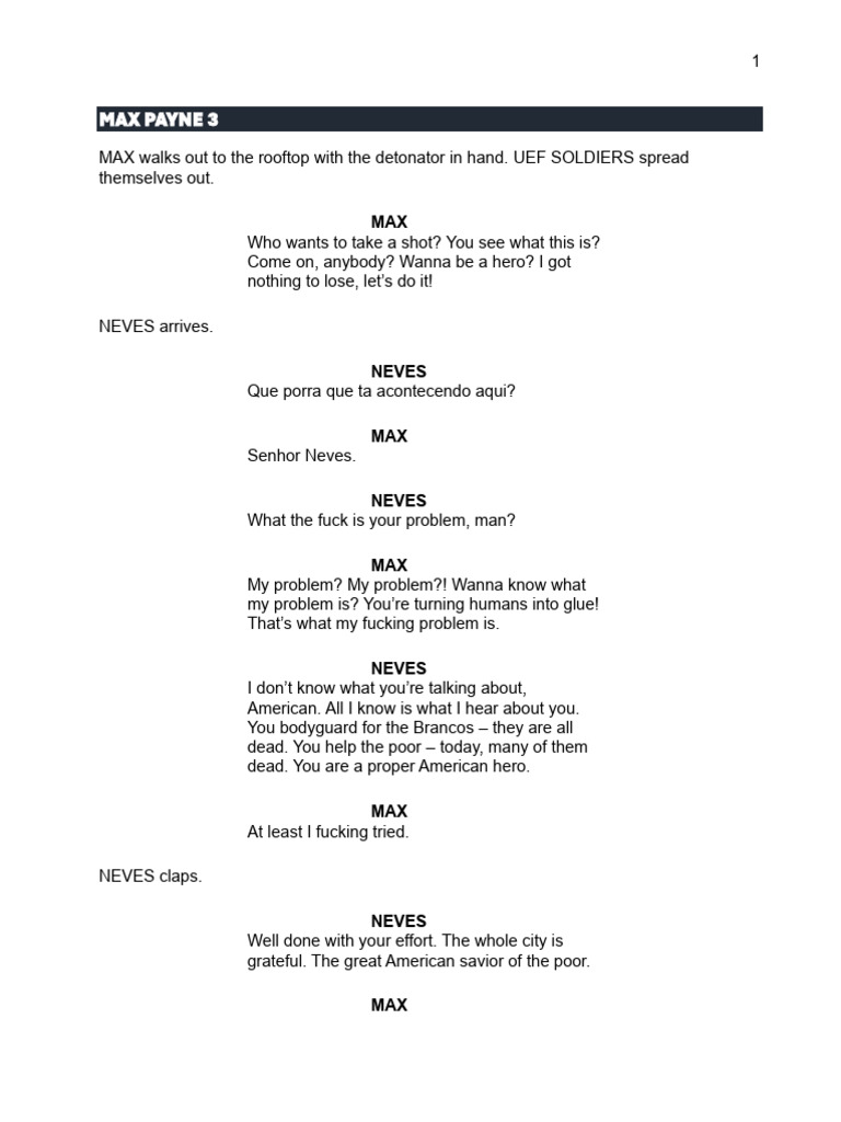 Max Payne 3: Confrontation on Rooftop | PDF