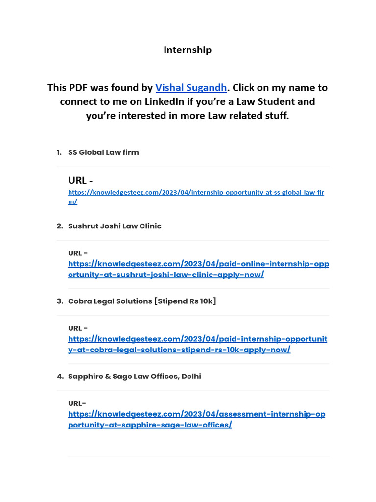 1000+ Internship For Law Student Knowledge Steez | PDF | Advocate ...