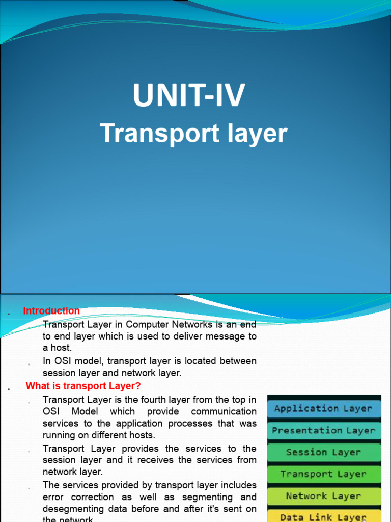 Overview of Transport Layer Services | PDF | Transmission Control ...