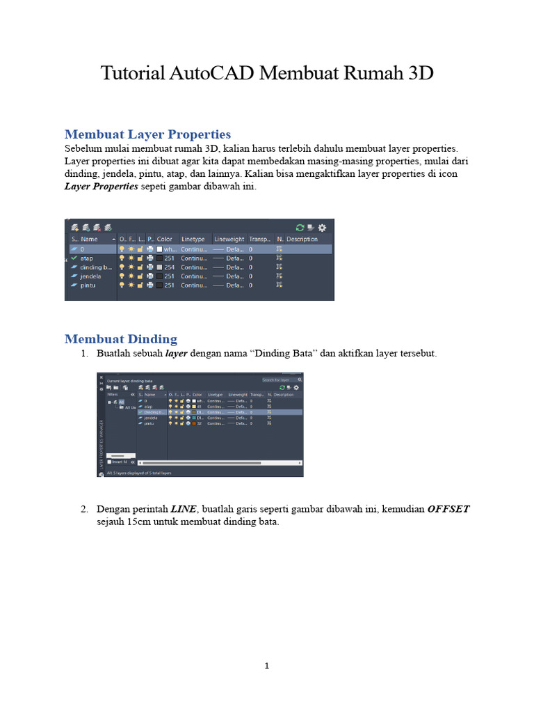 Tutorial AutoCAD Membuat Rumah 3D | PDF