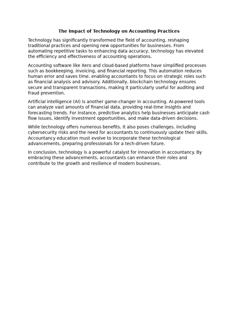 The Impact of Technology On Accounting Practices | PDF