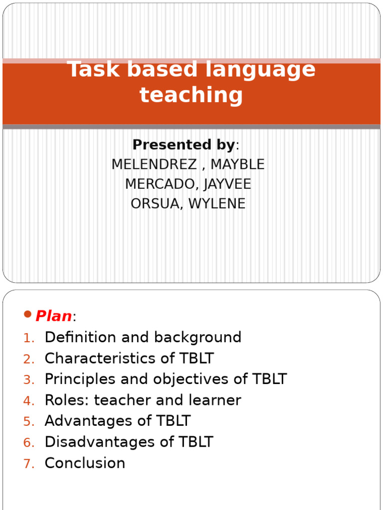 Overview of Task-Based Language Teaching | PDF | Psycholinguistics ...