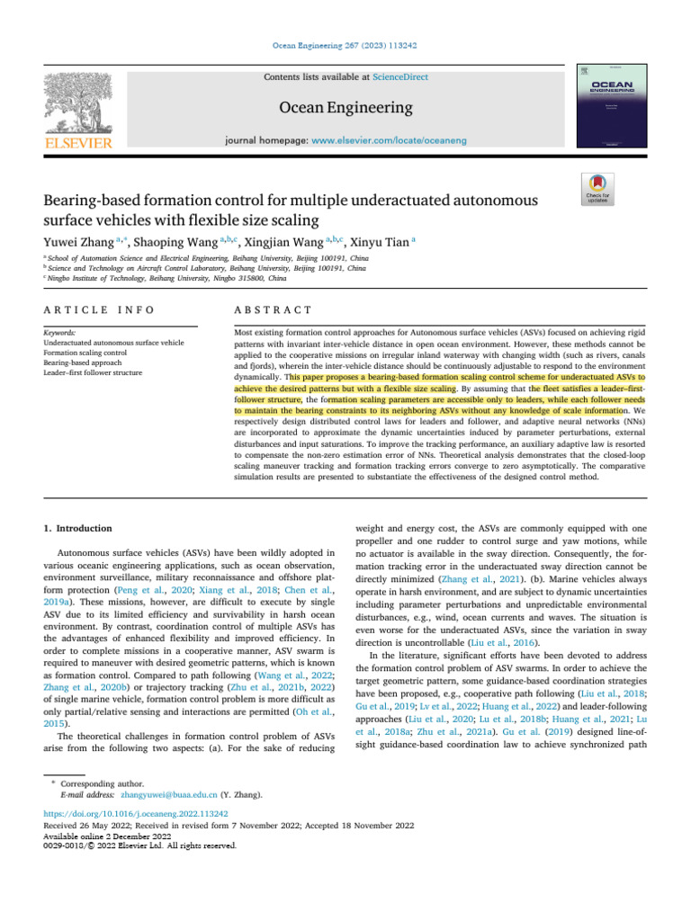 Flexible Formation Control for ASVs | PDF | Curvature | Matrix ...