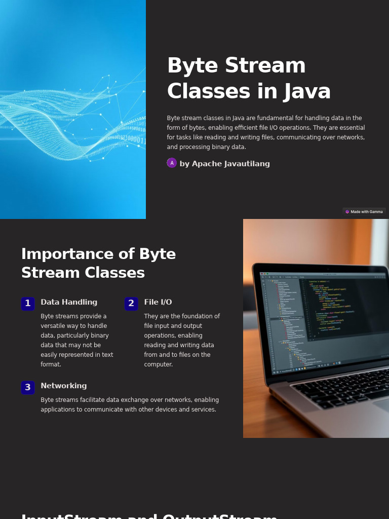Java Byte Stream Classes Guide | PDF | Input/Output | Computer File