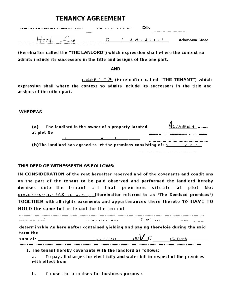 Tenancy Agreement for Rental Property | PDF | Leasehold Estate | Lease