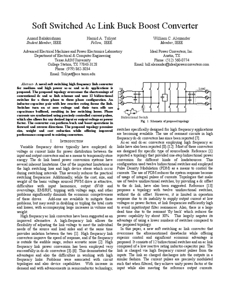 Ac Link Buck Boost Converter | PDF | Capacitor | Electronic Filter
