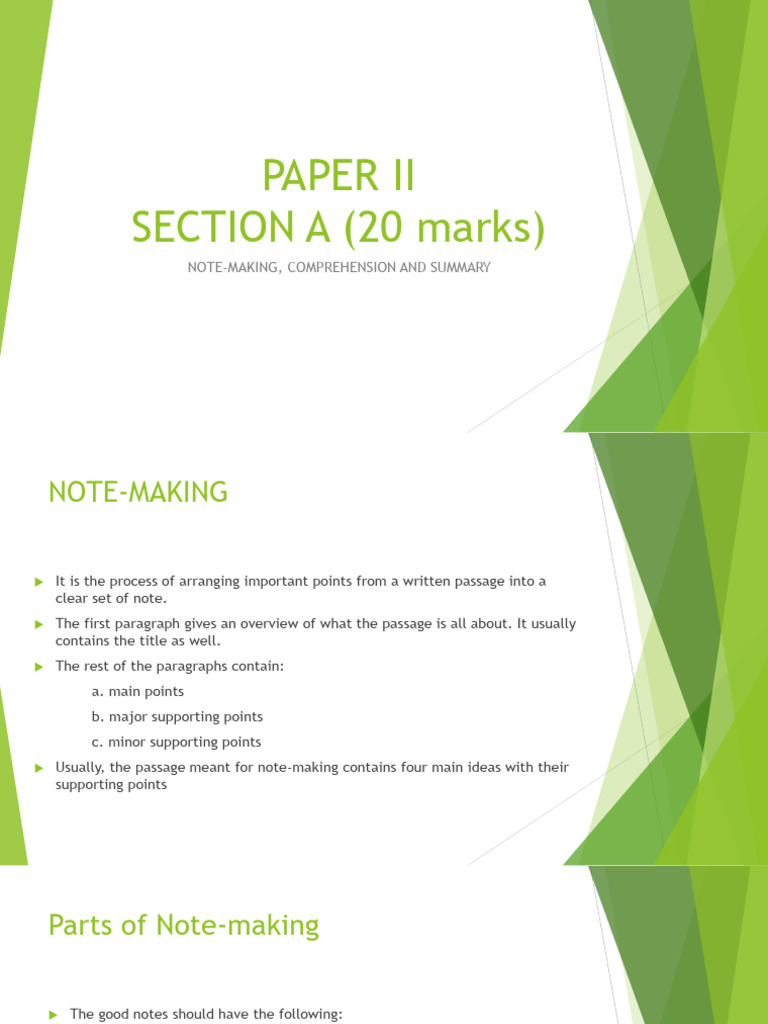Note-Making and Comprehension Guide | PDF | Question | Word