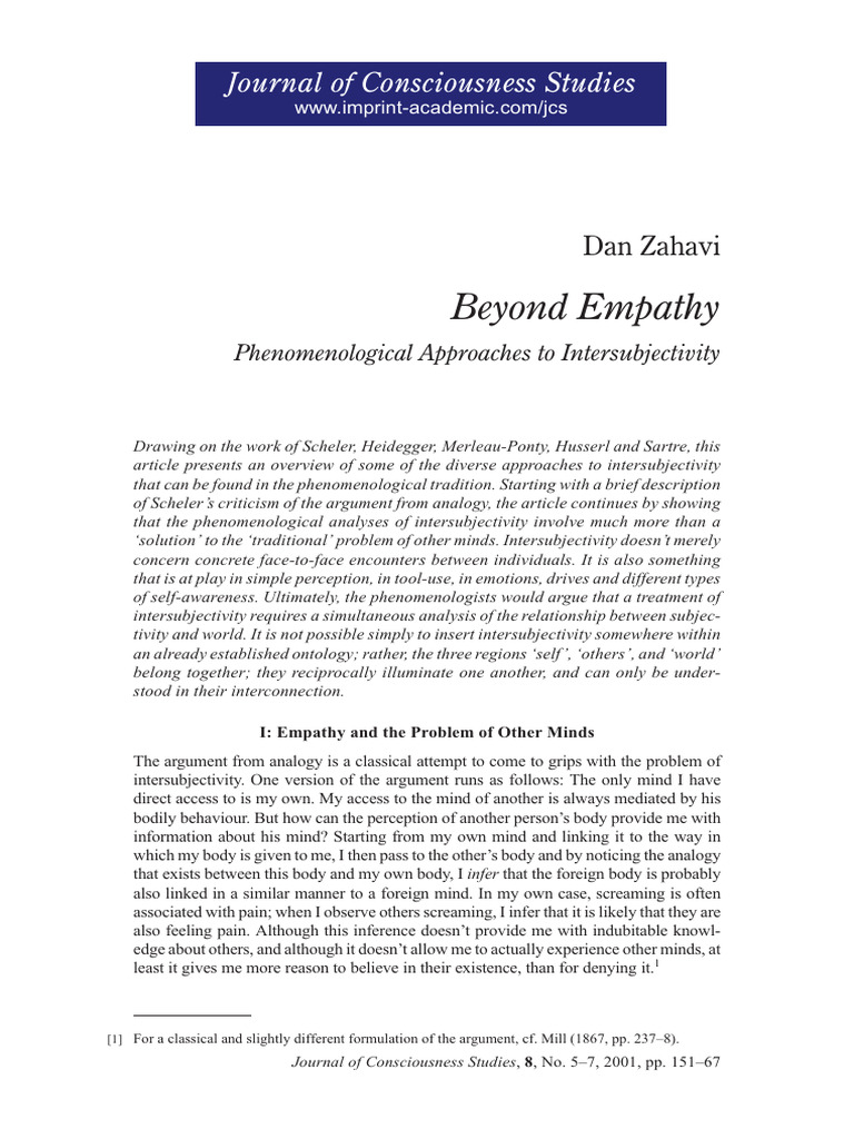 Dan Zahavi - Beyond Empathy. Phenomenological Approaches To ...