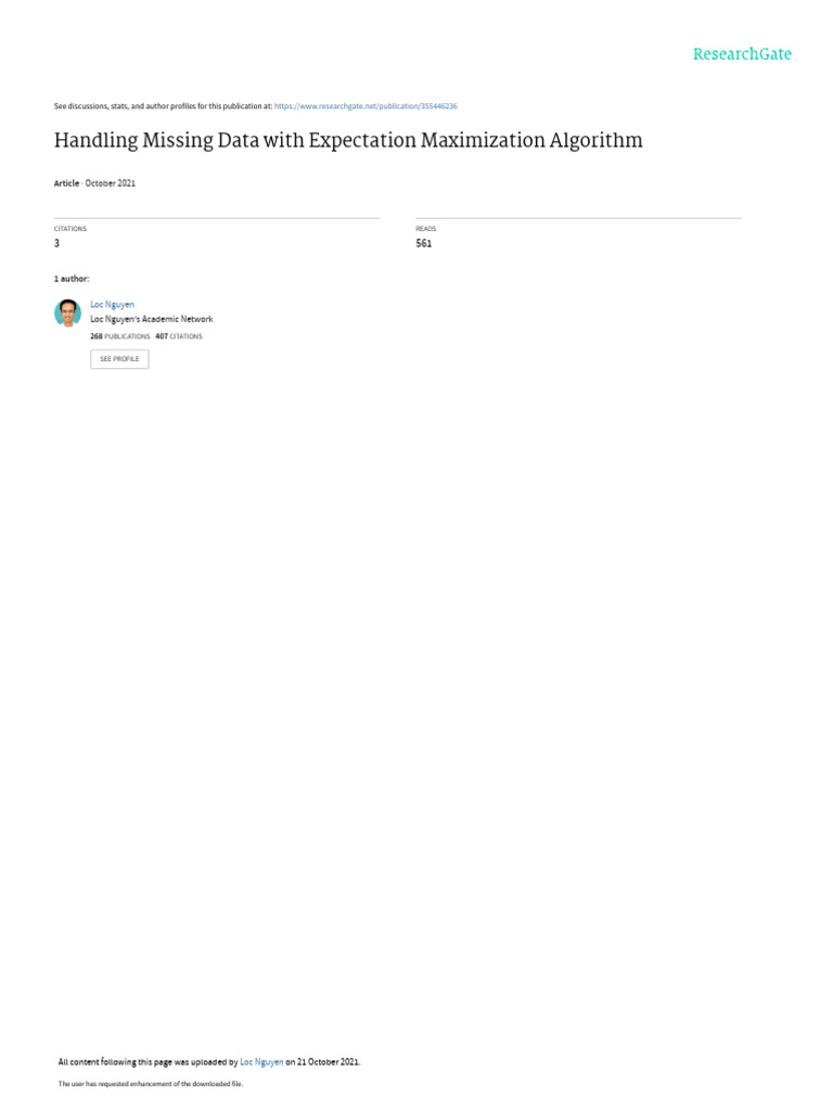 Handling Missing Data with EM Algorithm | PDF | Statistical Theory ...