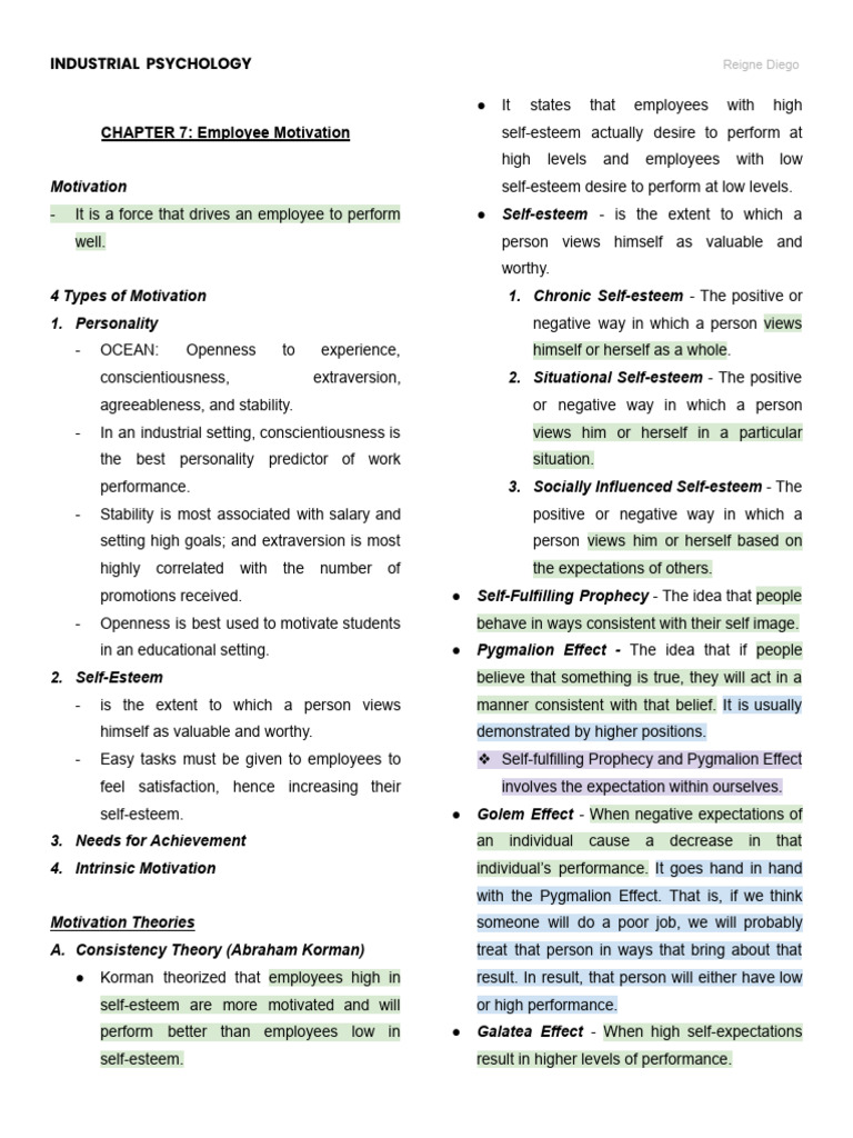 Finals Industrial Psychology | PDF | Motivation | Motivational