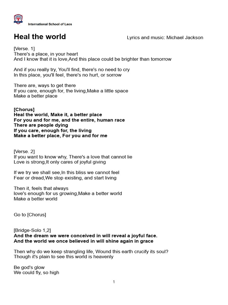 Heal the World Lyrics Summary | PDF