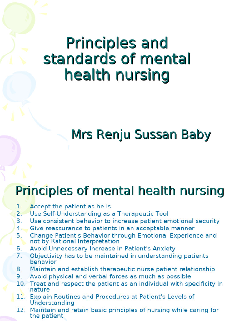 Principles and Standards of Mental Health Nursing | PDF | Psychiatry ...