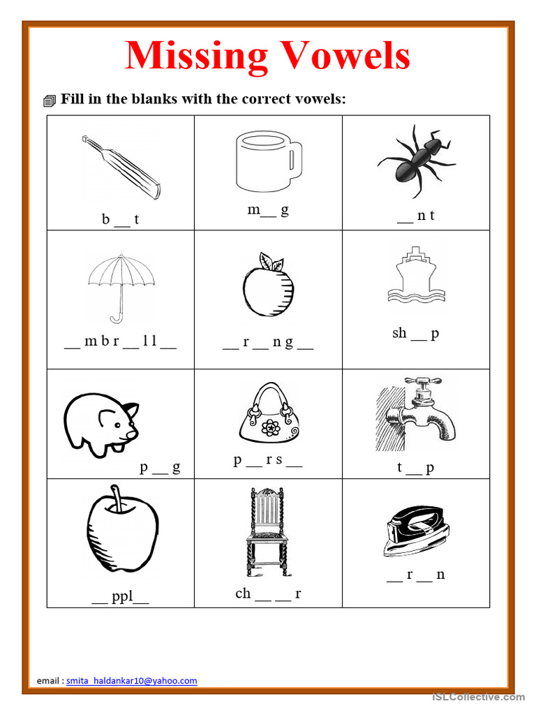 Fill in Missing Vowels | PDF