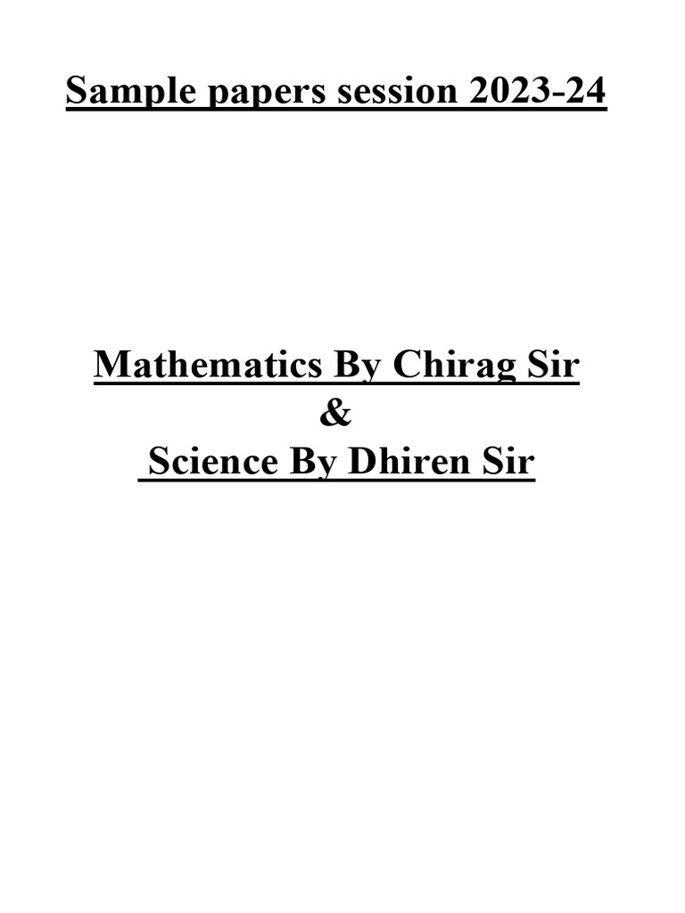 Sample Papers for Math & Science 2023-24 | PDF | Rectangle | Area