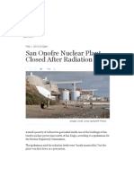 San Onofre Nuclear Plant Closed After Radiation Leak 　米国サンディエゴ北西、ロスアンジェルス南東のサンオノフレ原発、放射能漏れで停止