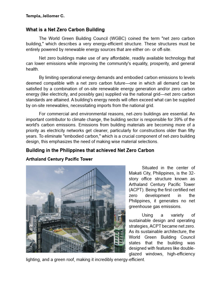 Net Zero Carbon Buildings in the Philippines | PDF | Green Building ...