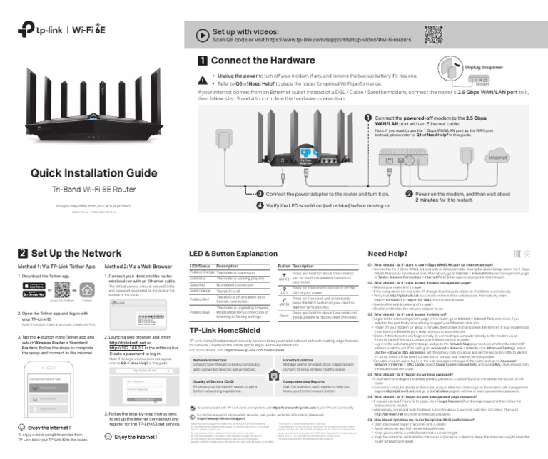 TP-Link Tri-Band Wi-Fi 6E Router Setup Guide | PDF | Computer Network ...