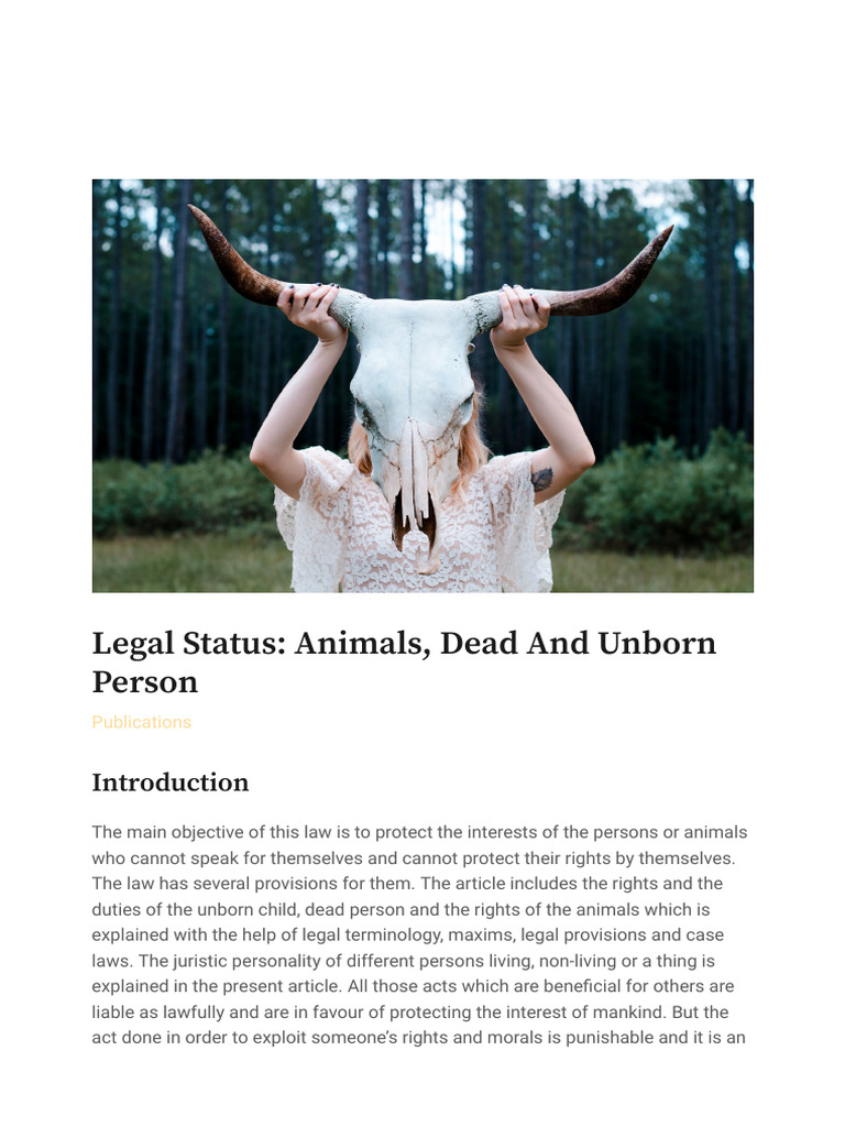 Legal Status - Animals, Dead and Unborn Person - The Amikus Qriae | PDF ...