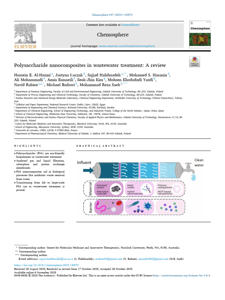 Polysaccharide Nanocomposites in Wastewater Treatment A Review | PDF ...