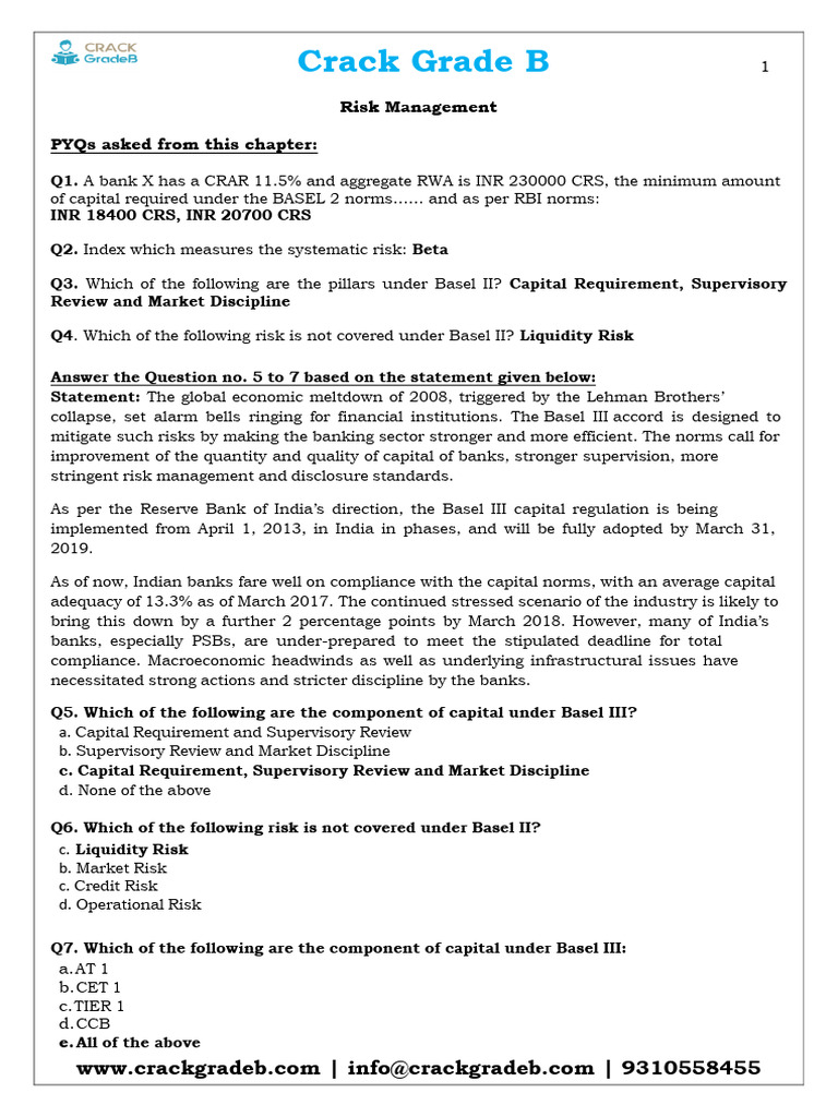 Basel III Risk Management in Banking | PDF | Financial Risk | Basel Ii
