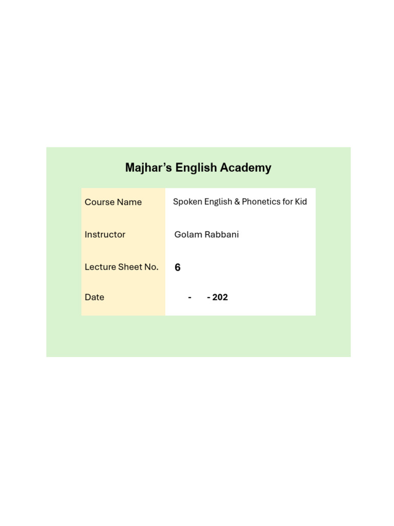 LEC- 6 - Kids Spoken | PDF