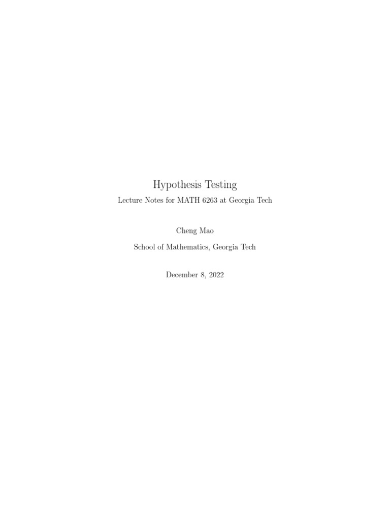 Hypothesis Testing Lecture Notes | PDF | Probability Distribution ...