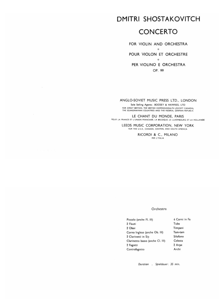 Imslp-Shostakovich, Dmitri: Concerto, Violin, No. 1, Op. 99 (Op. 77 ...
