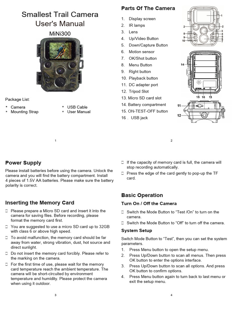 MiNi300 Trail Camera User Manual | PDF | Camera | Computing
