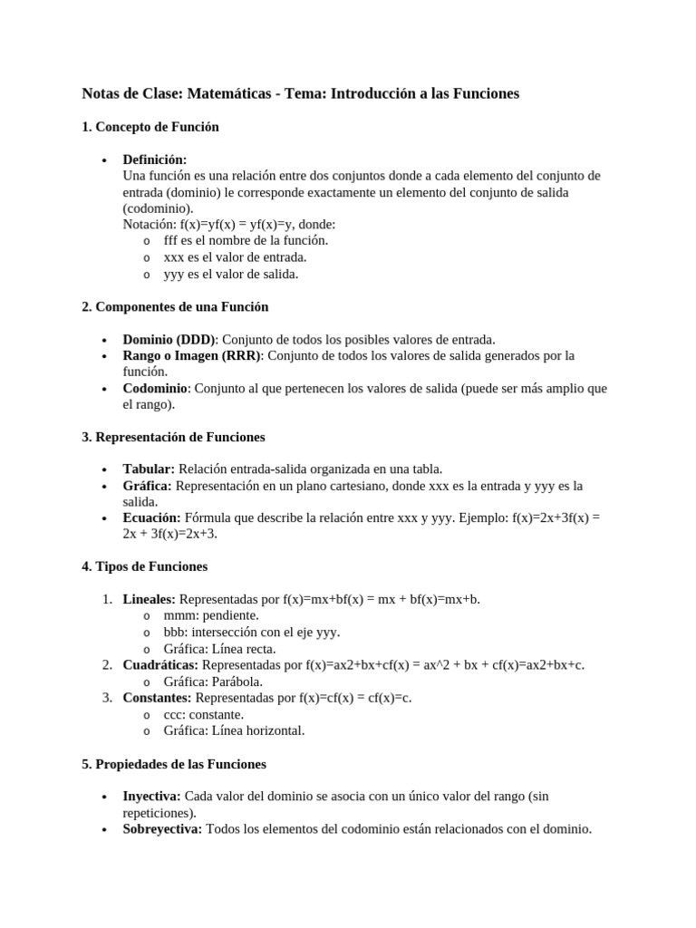 Notas de Clase Mate Funciones | PDF | Función (Matemáticas) | Análisis ...
