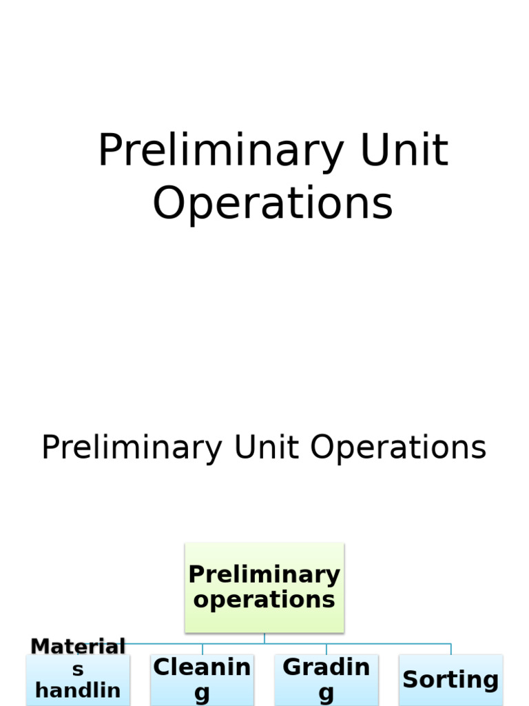 Preliminary Unit Operations in Food Processing | PDF | Soil | Washing ...