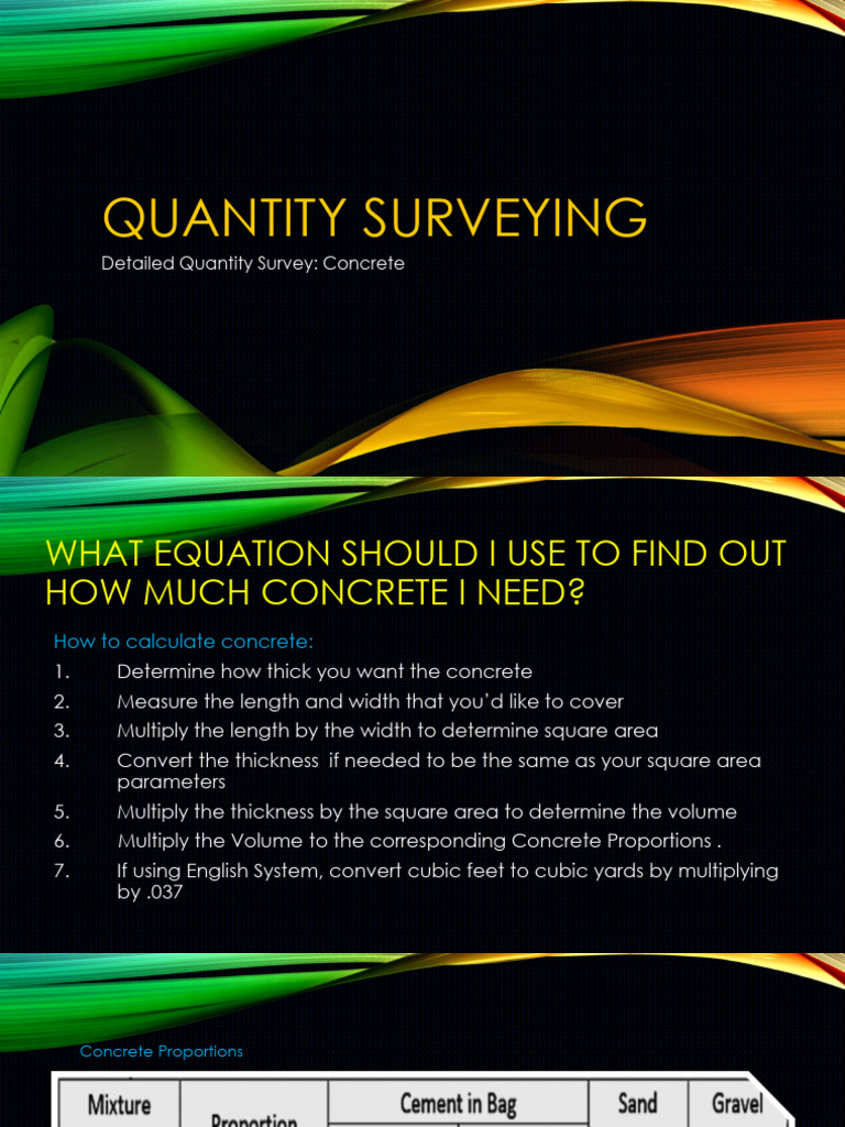 Estimating Concrete and Formwork Quantities | PDF | Area | Beam (Structure)