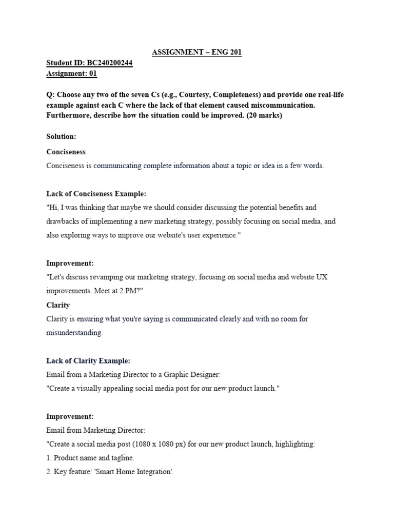 Assignment #1 ENG 201 | PDF