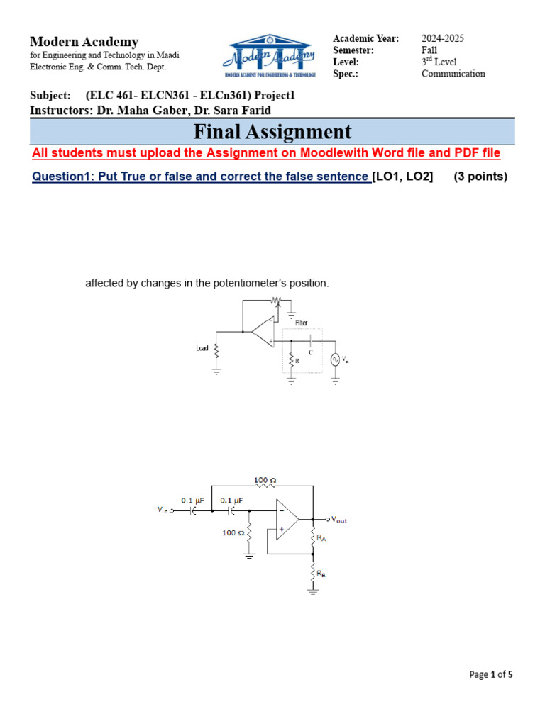 Engineering Project Assignment 2024-2025 | PDF | Electronic Oscillator ...