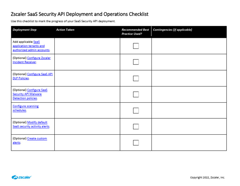 Saas Security Api Deployment Operations Checklist Pdf
