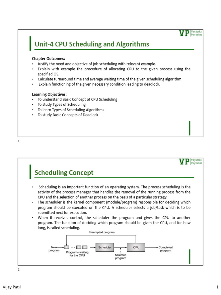 Unit-4 CPU Scheduling and Algorithm PPT (1) | PDF | Scheduling ...