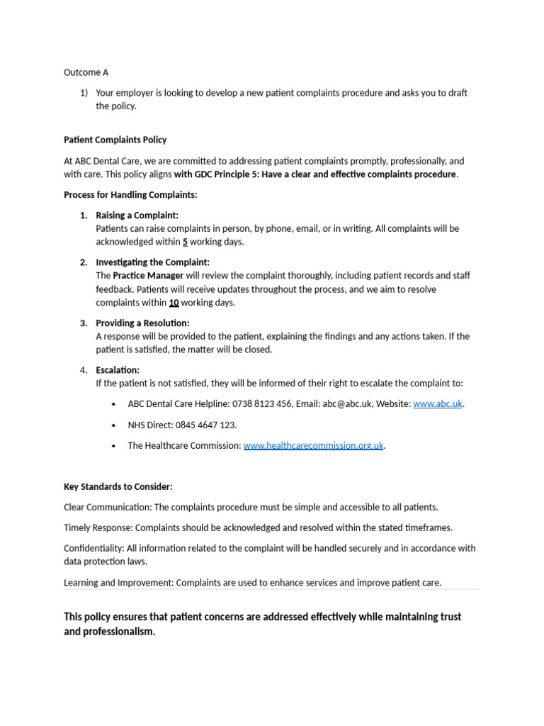 GDC Principles in Patient Complaints Handling | PDF | Informed Consent ...