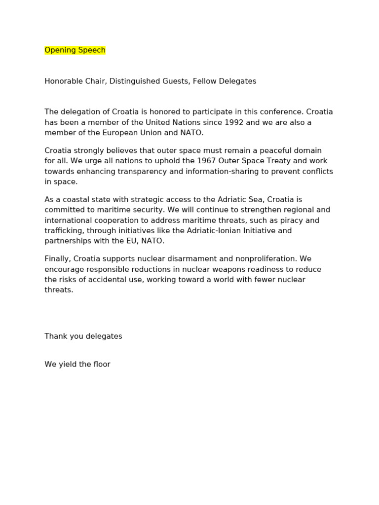 Opening Speech | PDF