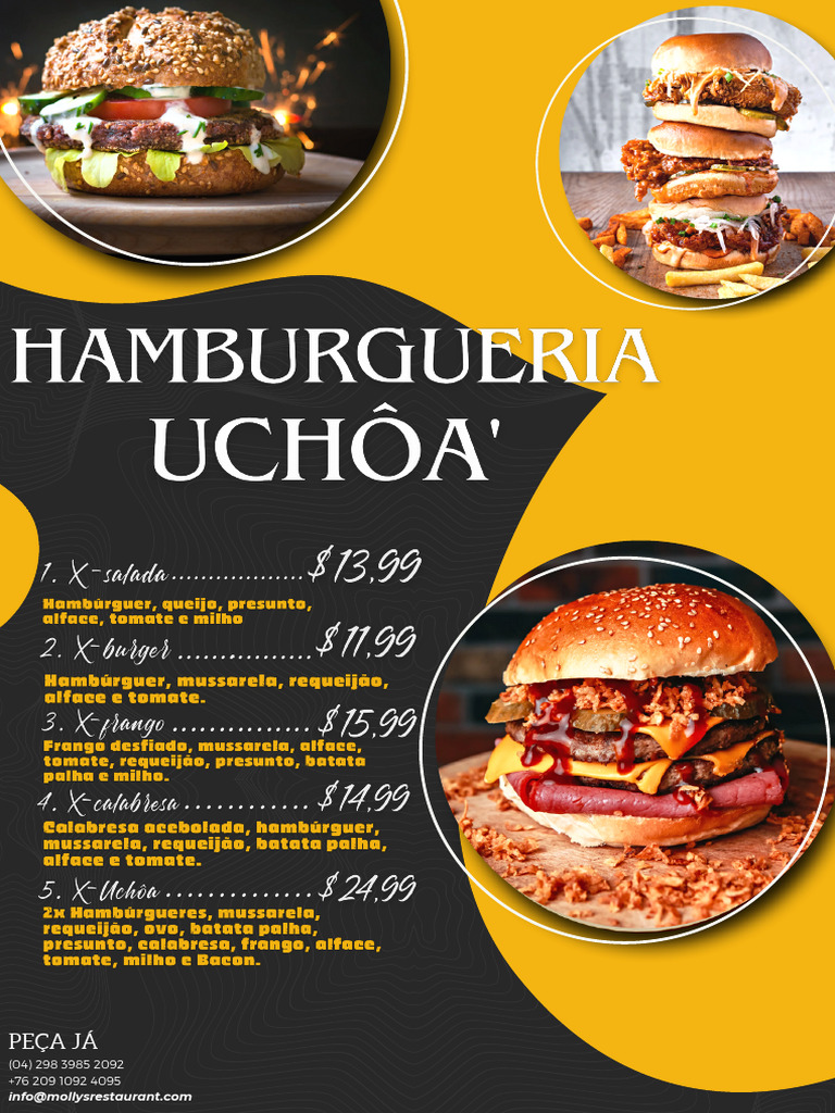 Cardápio Para Menu de Hambúrguer Topográfico Preto Amarelo Escuro e ...