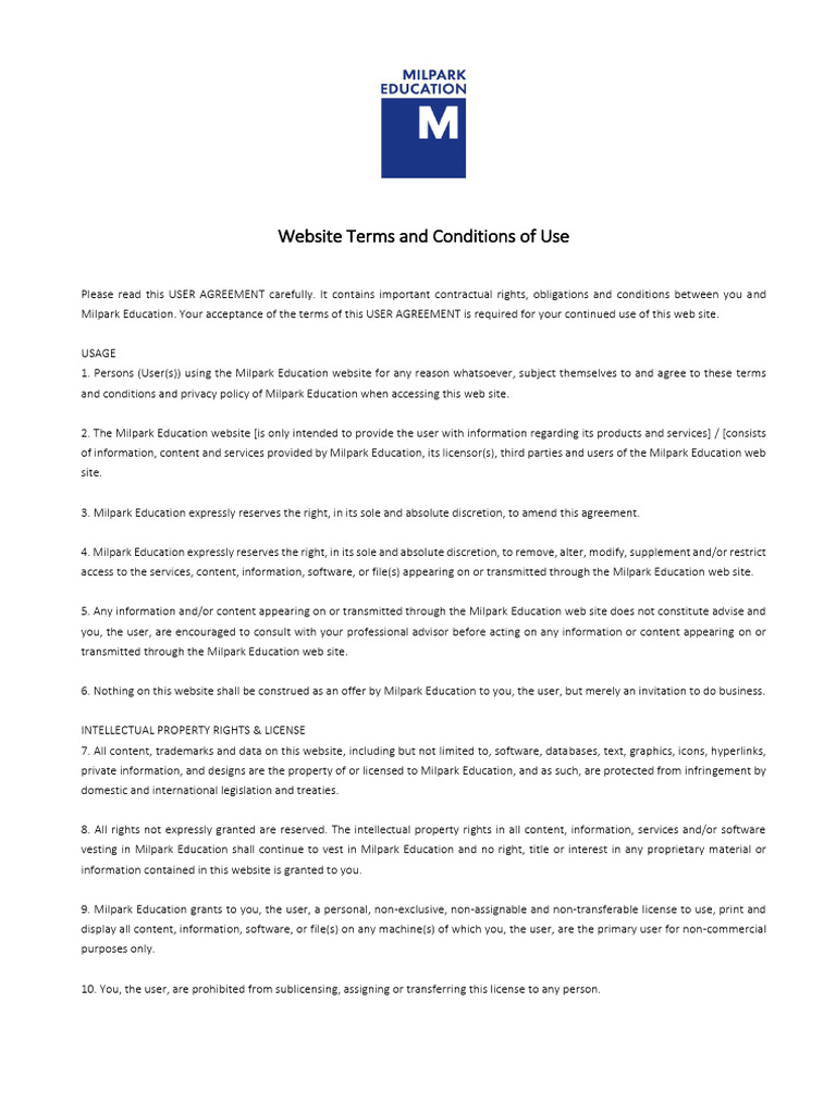 Website Terms and Conditions of Use | PDF | Business Law | Private Law