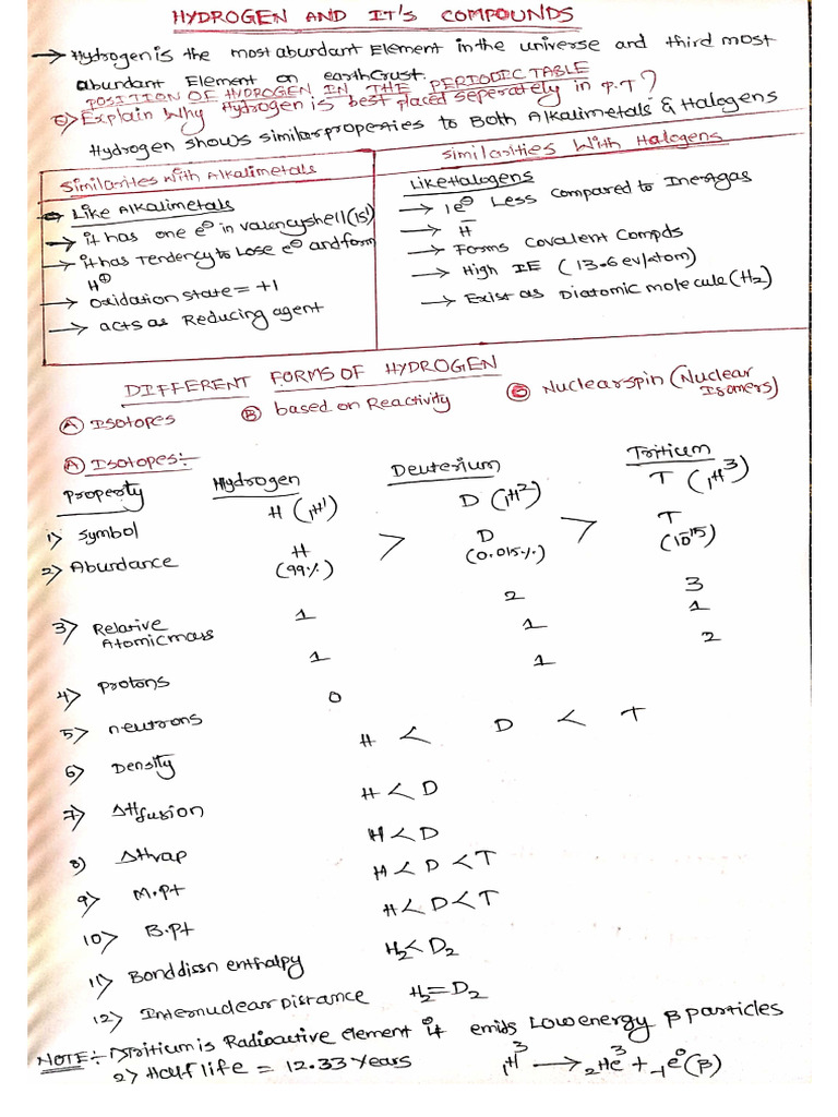 Hydrogen & Its Compds | PDF