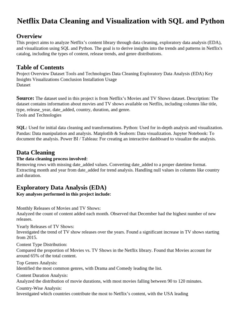 Netflix Data Analysis Project Report | PDF | Data Analysis | Data
