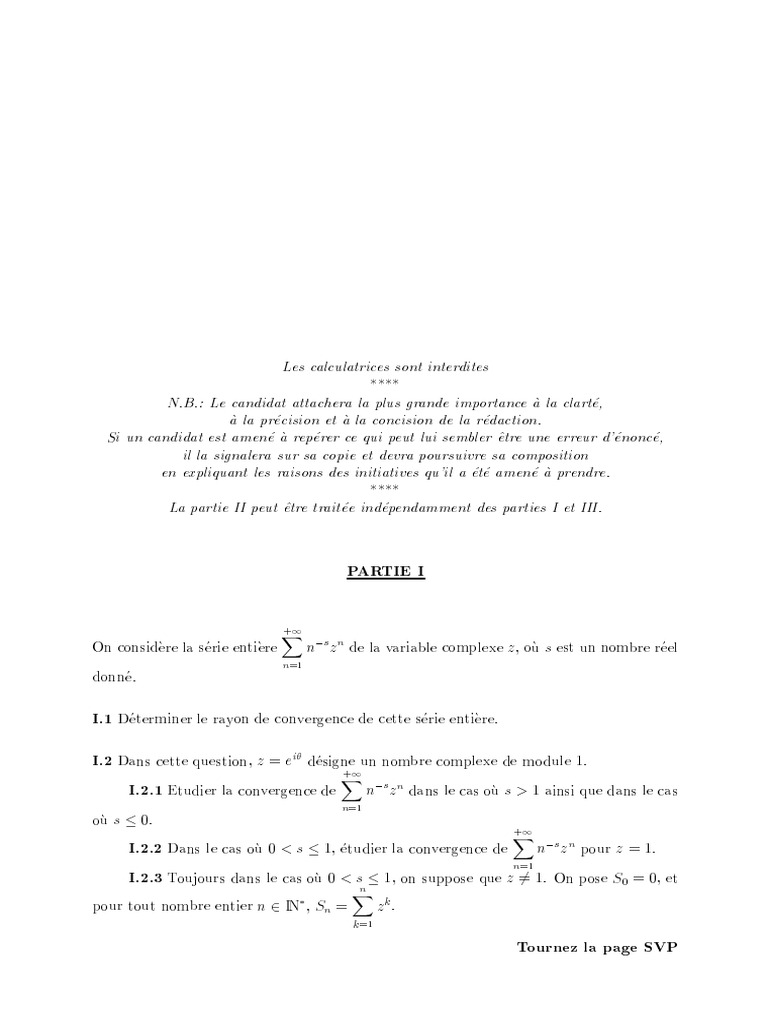 Concours Commun Polytechniques (CCINP) 2004 PC Mathématiques 2 e | PDF